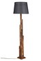 Opviq Lámpara de Pie de Madera con Pantalla de Tela Marrón y Negro